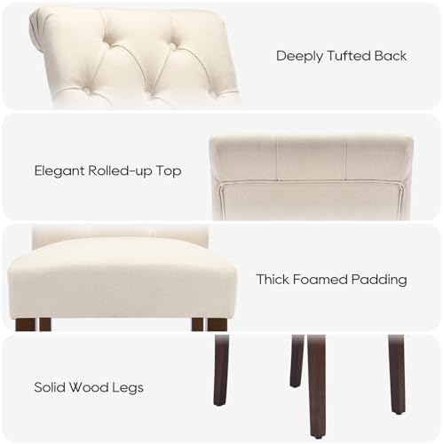 COLAMY Tufted Dining Chairs Set of 2, Upholstered Parsons Dining Room Chairs,...
