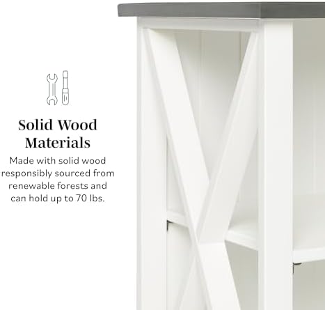 Walker Edison 2 Tier Modern Farmhouse Wood Bookcase Bookshelf Storage Home Of...