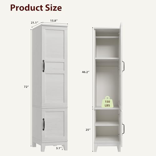 GarveeHome Armoire Wardrobe Closet with 2 Doors,72 in Wooden Wardrobe Cabinet...