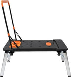 7-in-1 Multifunctional Work Platform, Folding Scaffold Workbench Utility Cart Lockable Mobile Repair Table Adjustable Height Loading Platform for Home Auto Repair Woodworking Construction Moving