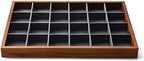 Oirlv 24 Grid Wood Jewelry Tray Microfiber Interior Jewelry Drawer Organizer Showcase Display Box Ring Earrings Holder(Grey)