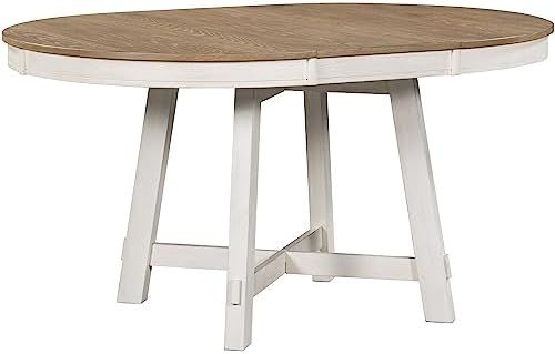 Merax Farmhouse Dining Table Set - 5-Piece Wood Round Extendable Table and 4 ...