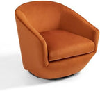 360° Swivel Barrel Accent Chair, Velvet Upholstered Club Armchair for Living Room, Modern Round Arm Chair Single Sofa Bedroom Reading Seating (Orange)