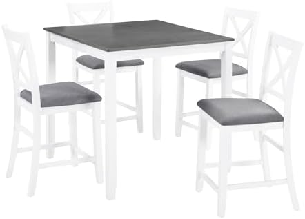 Harper & Bright Designs 5-Piece Counter Height Dining Table Set with 4 Ch...