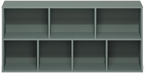 Furinno LUDER Book Shelf, 7-Cube Bookshelf, Bookcase with Open Shelves, 9.4 x...
