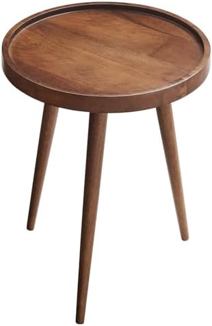 Modway Chiro Solid Wood Side Table in Walnut with Tray Top - Mid-Century Mode...
