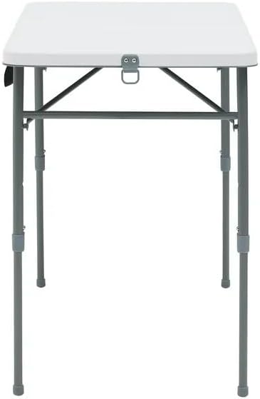 White 40" L x 20" W Plastic Adjustable Height Fold-in-Half Folding ...