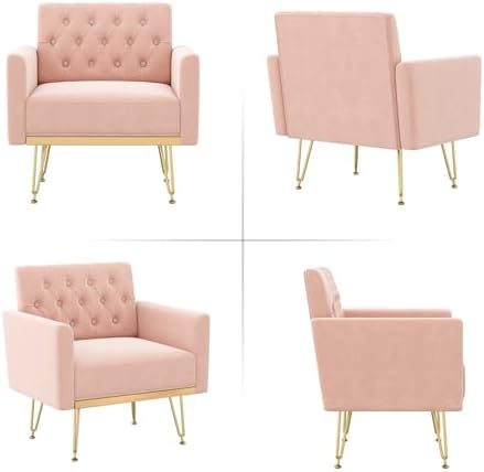 Olela Accent Chair with Arm for Living Room, Velvet Modern Armchair, Pink | S...