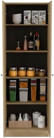 71" Tall Kitchen Pantry Cabinet with Storage, 2-Door Cupboard Credenza B...