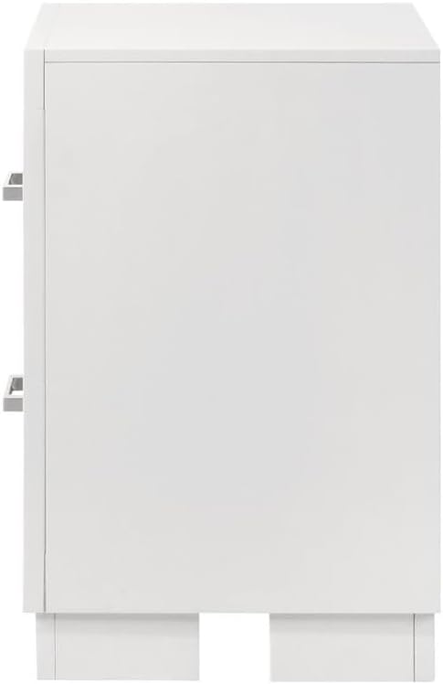 2 Drawers MDF Nightstand in Cream White Finish ﻿,for Small Spaces