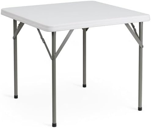 Flash Furniture Elon Square Plastic Folding Table, Portable Dining Card Table...