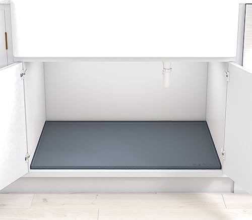 Heavy Duty Under Sink Mat - Original Silicone Under Sink Mats - Waterproof Under Sink Tray - Gray 31x22