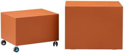 2-Piece Small Cube Side Table and Rolling Side Table Set | Modern Movable End...