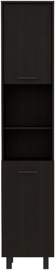 Mid-Century Kitchen Pantry, Storage Cabinet Two Open Storage Shelves, Three I...