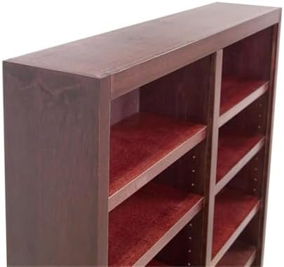 BOWERY HILL Traditional 84" Tall 12-Shelf Double Wide Wood Bookcase, Che...