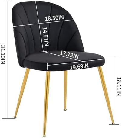 Velvet Dining Chairs Set of 4, Upholstered Mid Century Modern Dining Room Cha...