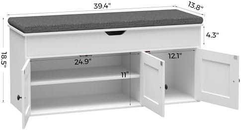 Homleke Shoe Storage Bench with Lift Top & 3 Barn Doors | Entryway Bench ...