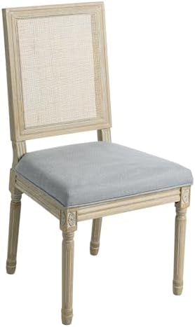 chairus Farmhouse Dining Chairs Set of 4, Rectangle Rattan Back French Countr...