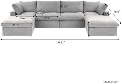 JACH U-Shaped Couches for Living Room, 6-Seats Modular Convertible Sectional ...