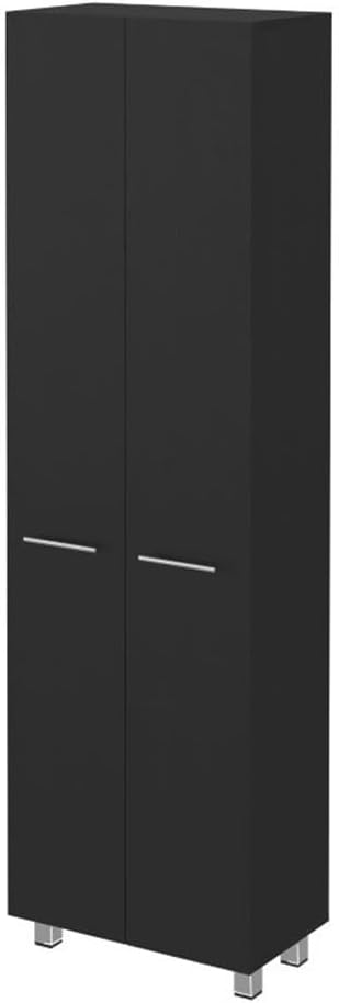Pemberly Row 79" H Engineered Wood Double Door Pantry Cabinet, Black Fin...