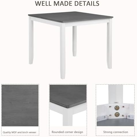 Harper & Bright Designs 5-Piece Wood Dining Table Set for 4, Kitchen Furn...