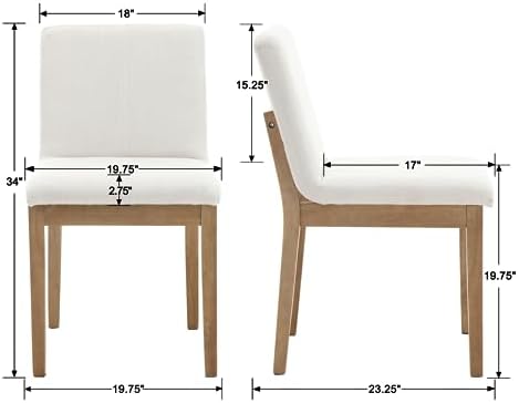 Farmhouse Kitchen Dining Room Chairs Set of 6 with Rectangle Backrest Mid Cen...