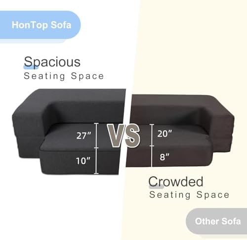 10 Inch Folding Sofa Bed Memory Foam Futon Chair Bed, Modern Fold Out Couch |...