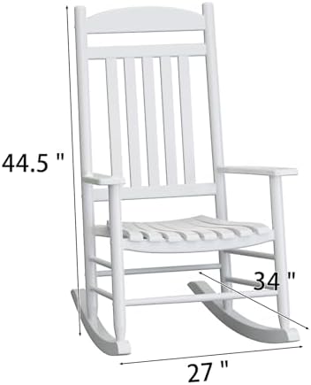 Wooden Outdoor Rocking Chair, Weatherproof Oversized Rocking Chair, Heavy Dut...