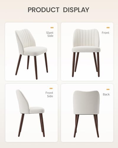 Upholstered Dining Chairs Set of 6, Farmhouse Fabric Kitchen Chairs with Soli...