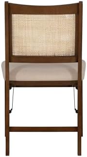 Powell Kasi Brown and Natural Rattan Cane Fully Assembled Foldable Wooden Din...