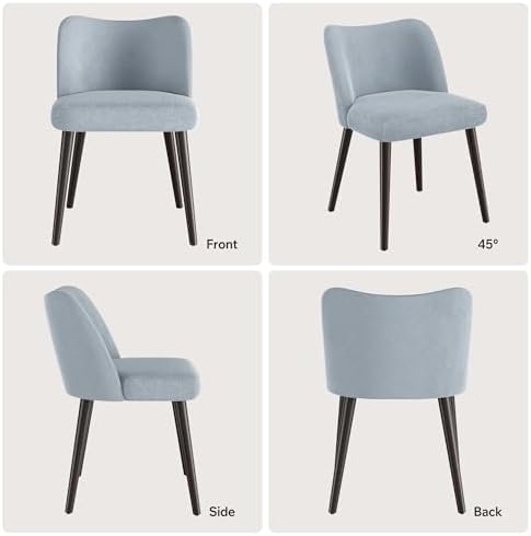 Modern Fabric Upholstered Dining Chairs Mid Century Farmhouse Dinner Chair wi...