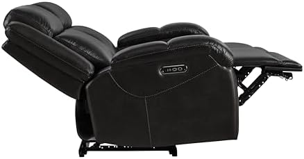 Watson & Whitely Genuine Leather Power Loveseat Recliner Sofa, 2 Seat Wall Hugger Reclining Sofa with Power Headrest & Charging Ports, Dual Recliner Sofas for Living Room, RV, Black