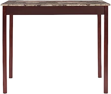 Linon Brown 3-Piece Table Faux Marble Tavern Set, 42" w x 22.25" d ...