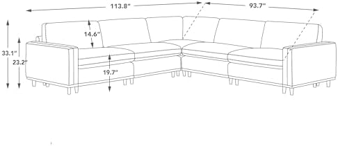 CHITA 114” Super Large Sectional Modular Sofa, Down Filled, 5 Seat, Linen | D...