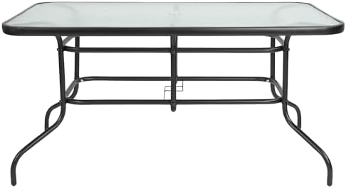 Flash Furniture Glass Table with 4 Chairs, Black, 5-Piece Set