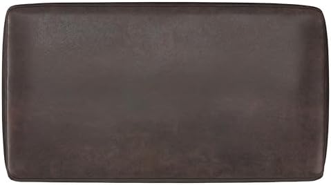 SIMPLIHOME Milltown 27" Wide Vegan Leather Ottoman in Distressed Brown |...