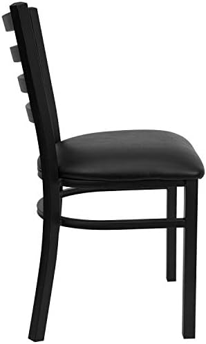 Flash Furniture HERCULES Series Black Ladder Back Metal Restaurant Chair - Bl...