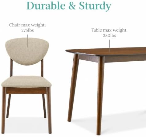 Best Choice Products 5-Piece Dining Set, Compact Mid-Century Modern Table &am...
