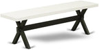 East West Furniture X626DR124-6 6 Piece Dining Table Set Contains a Rectangle Kitchen Table with X-Legs and 4 Black Color Linen Fabric Parson Chairs with a Bench, 36x60 Inch, Multi-Color