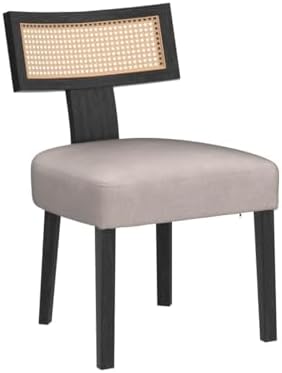 HNY Mid Century Modern Rattan Dining Chairs Set of 6, Farmhouse Linen Upholst...