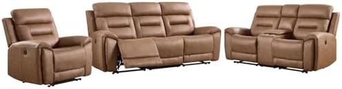 ANJ 3-Piece Power Recliner Sofa Set with Charging Ports, Include Single Recli...