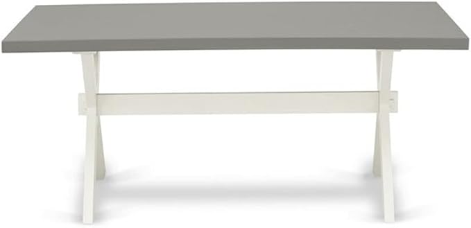 East West Furniture X097MZ001-5 5 Piece Dining Table Set for 4 Includes a Rectangle Kitchen Table with X-Legs and 4 Cream Linen Fabric Parsons Dining Chairs, 40x72 Inch, Multi-Color