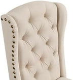 Yaheetech Upholstered Dining Chairs Set of 6 Button Tufted Kitchen Chairs with Solid Wood Legs and Nailhead Trims for Dining Room, Living Room, Restaurant, Beige