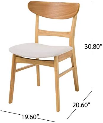 Christopher Knight Home Idalia Dining Chairs, 2-Pcs Set, Light Beige / Oak Fi...