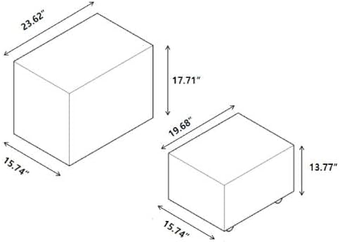2-Piece Small Cube Side Table and Rolling Side Table Set | Modern Movable End...