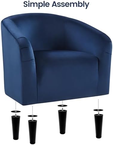 Yaheetech Small 25.5in Wide Velvet Barrel Accent Chair Bedroom, Navy Blue | C...