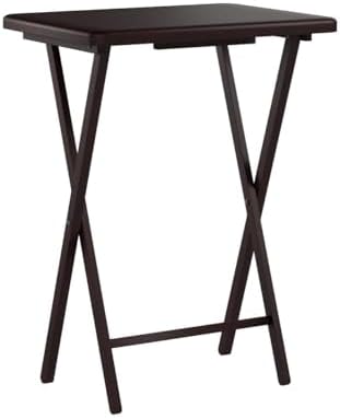 PJ Wood Espresso - 5-Piece TV Tray Table Set - Folding with Storage Rack | So...