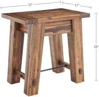 Alaterre Durango Rustic Industrial Solid Wood End Table or Nighstand, 27”
