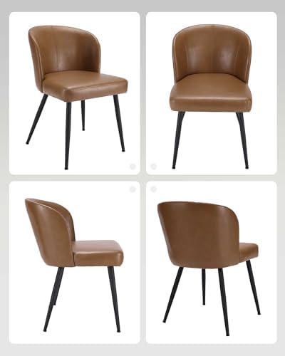 Susalt Upholstered Faux Leather Dining Chairs Set of 6, Brown