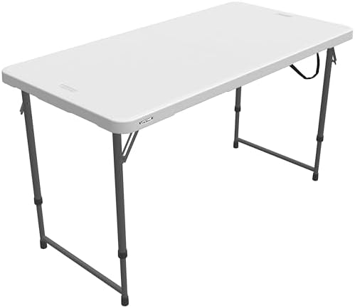 LIFETIME Fold-in-Half Adjustable Folding Table, 4-Foot